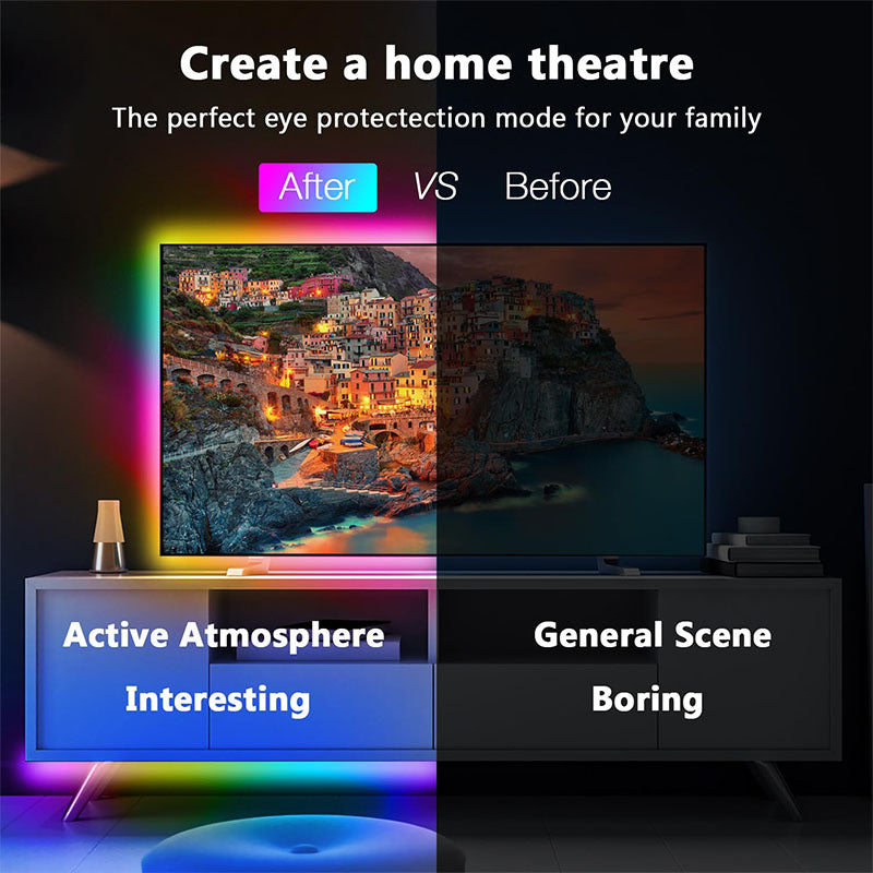 RGB LED Strip Lights 5V USB TV Backlight Music Sync Color Changing LED Lights App Control Game Room Party Decoration