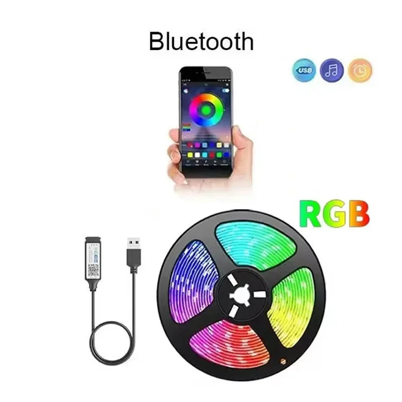 RGB LED Strip Lights 5V USB TV Backlight Music Sync Color Changing LED Lights App Control Game Room Party Decoration